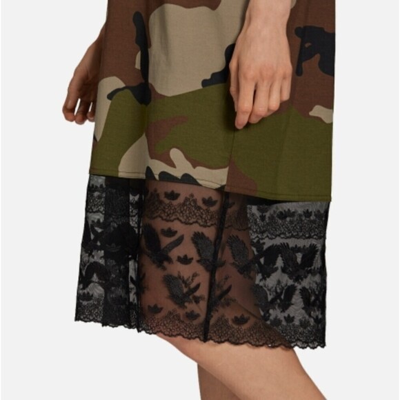 New! adidas Originals x DRY CLEAN ONLY Bangkok Camo Lace Hem Midi Shirt Dress, S - Picture 3 of 11